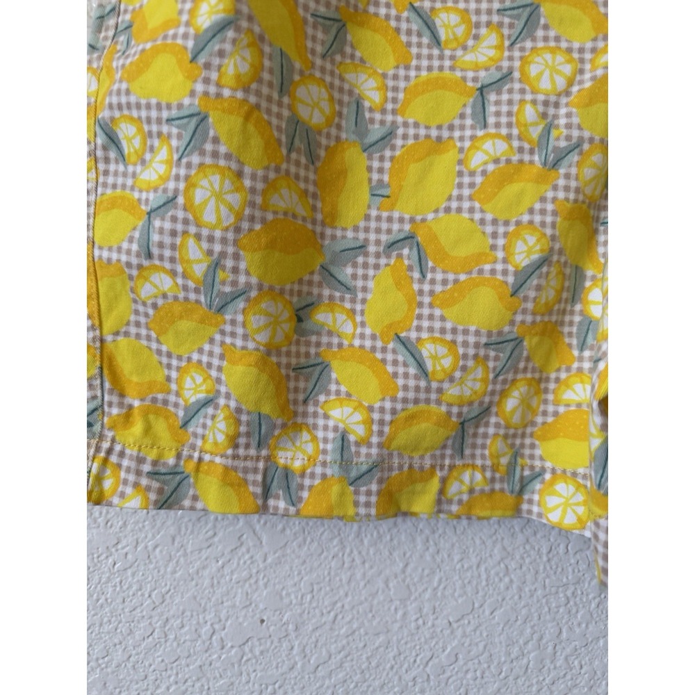 Lands End Womens Shorts Size 8 Yellow Lemon Print Mid Rise Cotton Chino - Picture 5 of 15